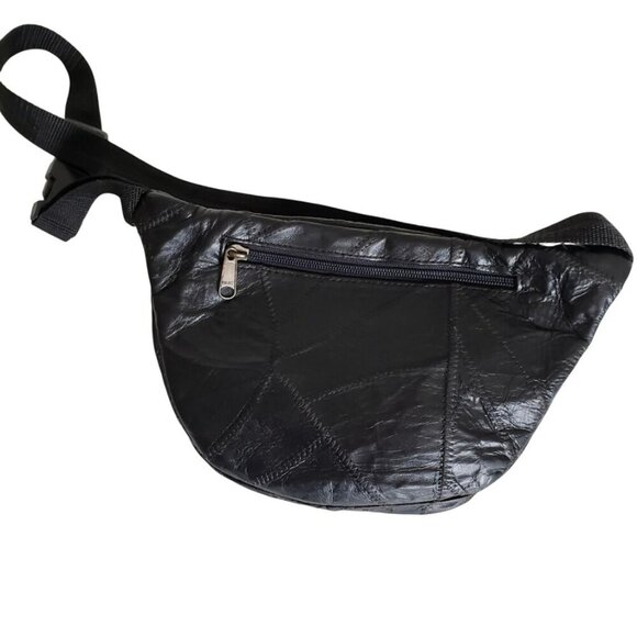 Vintage 90s Y2K Patchwork Fanny Pack Belt Bag with Multi-Zip Compartments & Adju - Picture 5 of 9